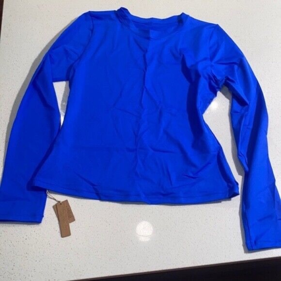 Skims Long Sleeve Swim Shirt Cobalt Blue Large Rashguard - Picture 2 of 7